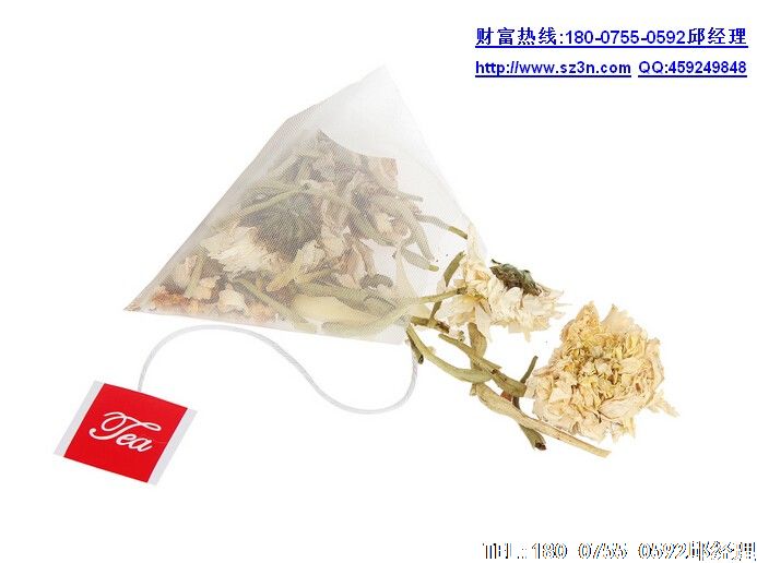 金銀花茶(三角袋泡茶)是老少皆宜的保健飲料,特別適合夏天飲用。